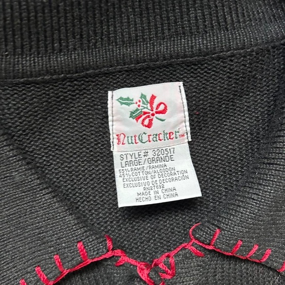 Knit Black Christmas sweater with animal, print stockings #uglychristmassweater - Picture 8 of 8